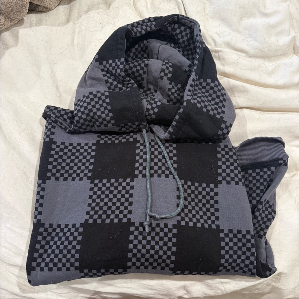 Checkered Black and Gray Hoodie